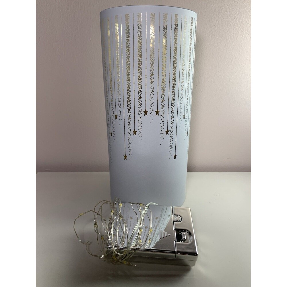 Valerie Parr Hill Illuminated Starry Night 8" Hurricane White & Gold READ